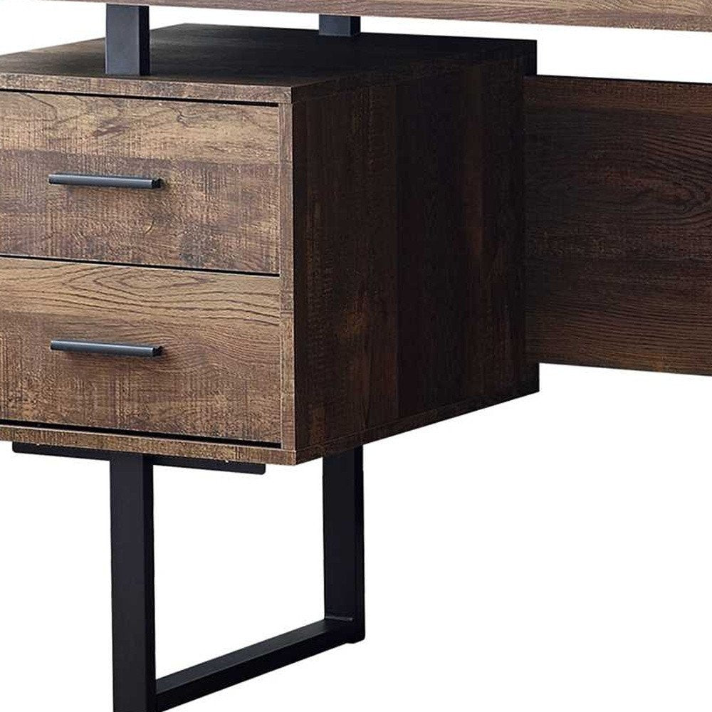 60" Gray and Black Computer Desk With Three Drawers