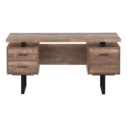60" Gray and Black Computer Desk With Three Drawers