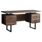 60" Brown and Black With Three Drawers