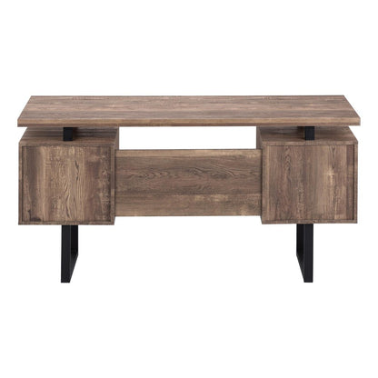 60" Gray and Black Computer Desk With Three Drawers