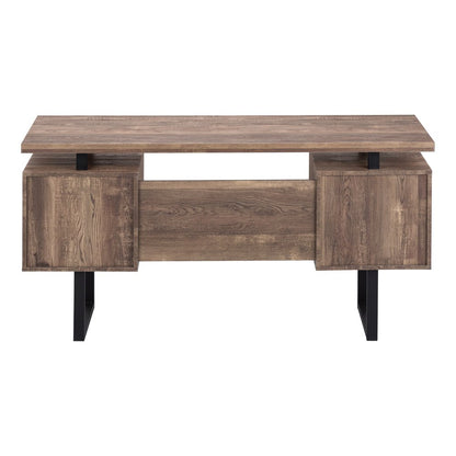 24" Taupe and Black Computer Desk With Three Drawers