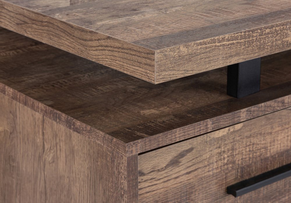 60" Gray and Black Computer Desk With Three Drawers