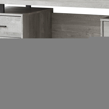 60" Taupe and Black Computer Desk With Three Drawers
