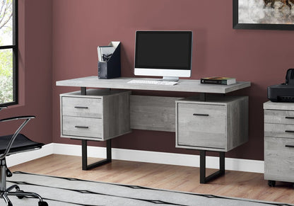 24" Taupe and Black Computer Desk With Three Drawers