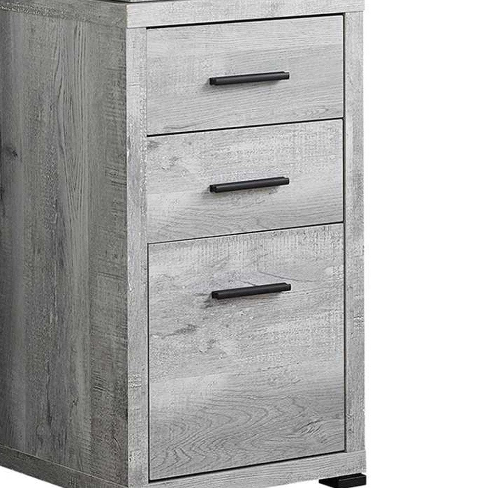 60" Taupe L Shape Computer Desk With Three Drawers