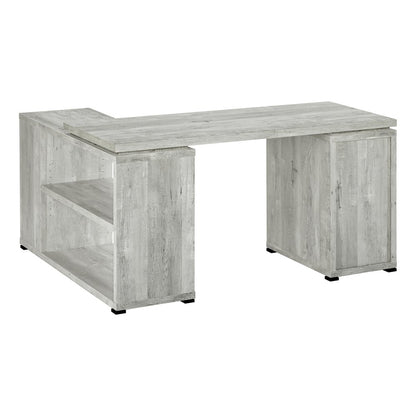 60" Gray L Shape Computer Desk With Three Drawers