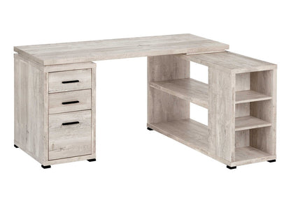 47" Gray L Shape Computer Desk With Three Drawers