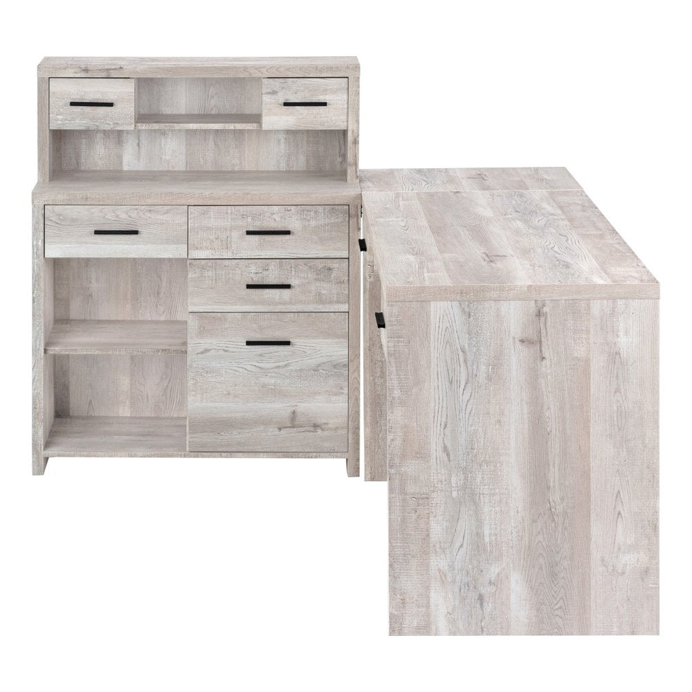 24" Gray and Black Computer Desk With Three Drawers