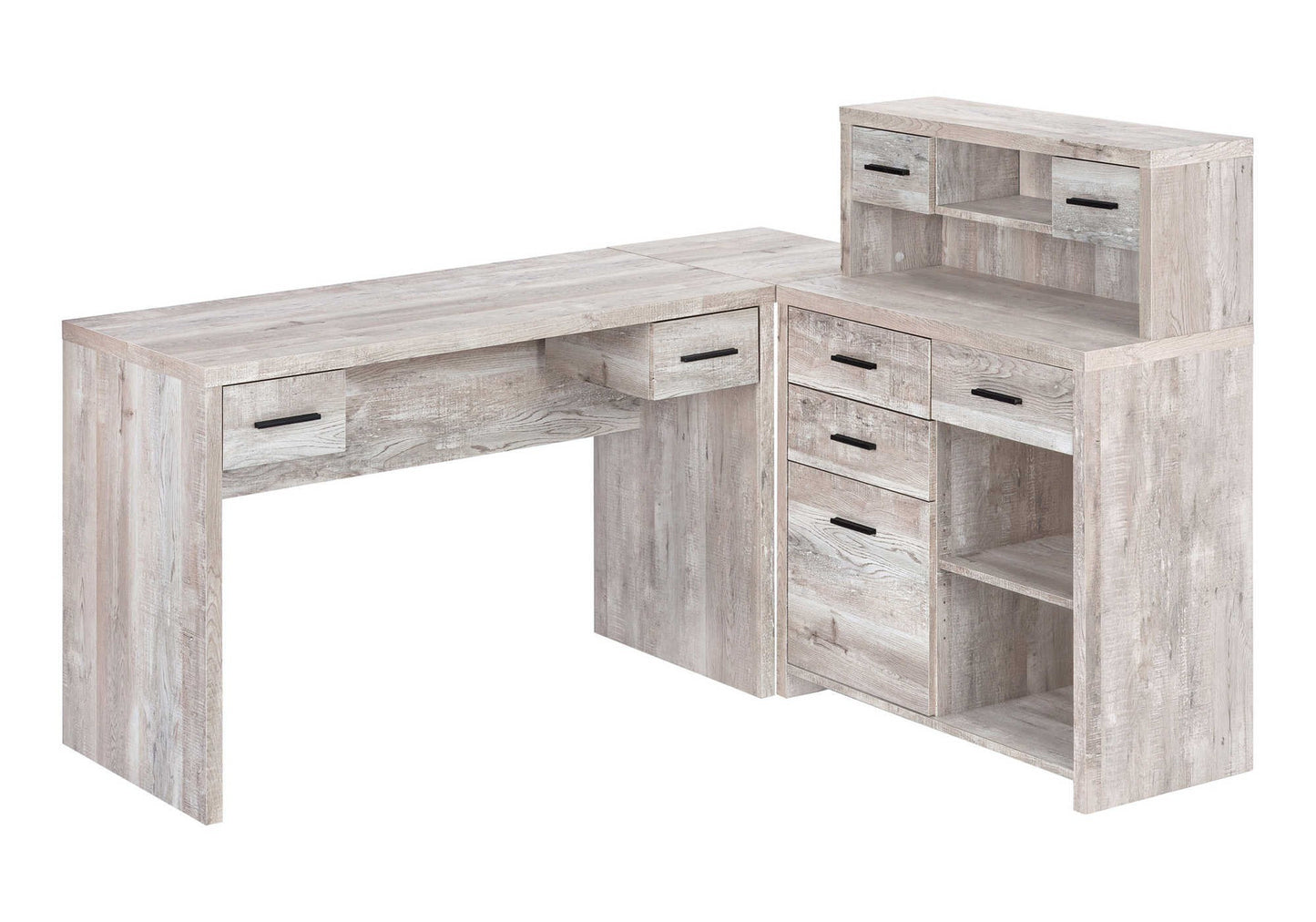24" Gray and Black Computer Desk With Three Drawers