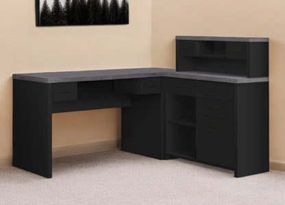 24" Gray and Black Computer Desk With Three Drawers