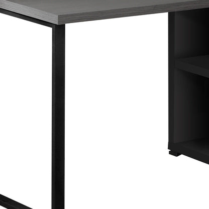 47" White and Silver L Shape Computer Desk With Three Drawers