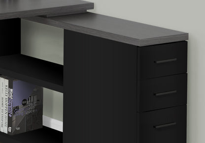 47" White and Silver L Shape Computer Desk With Three Drawers