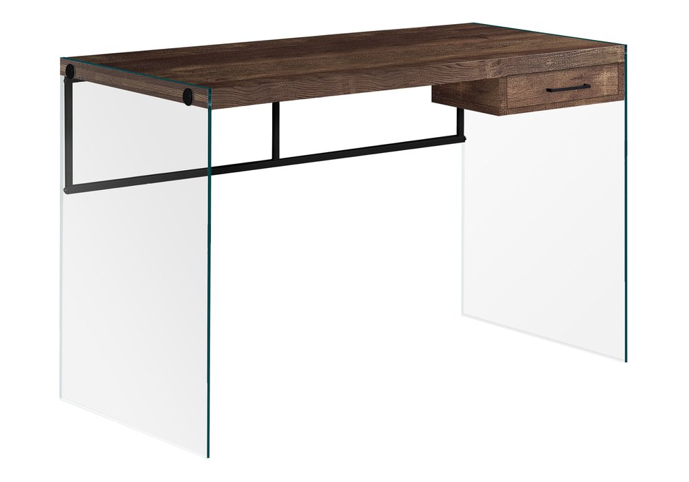 24" Brown and Clear Computer Desk