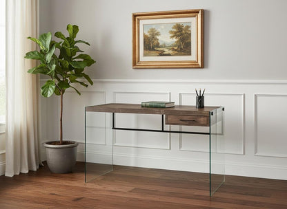 24" Brown and Clear Computer Desk