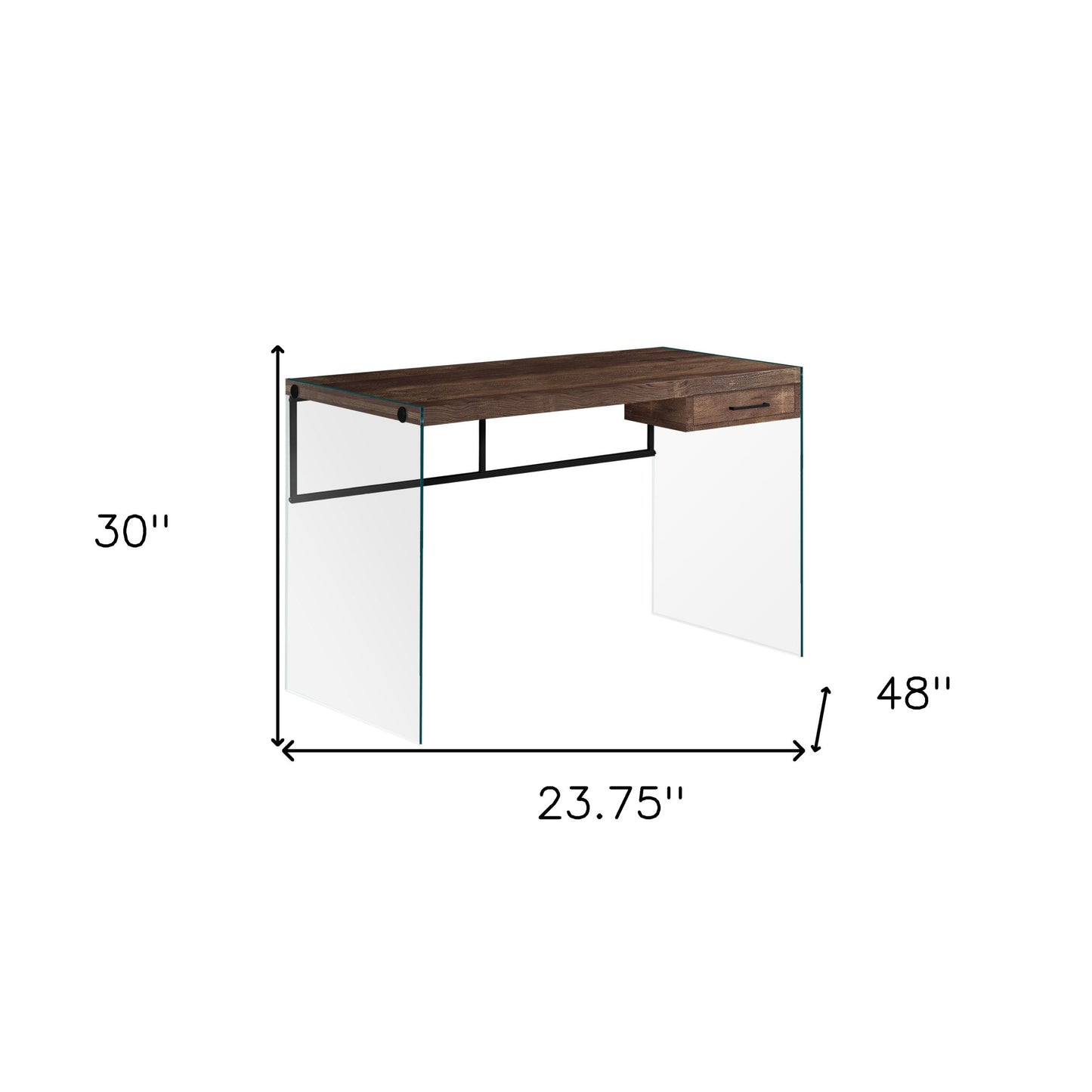 24" Brown and Clear Computer Desk