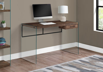 24" Brown and Clear Computer Desk