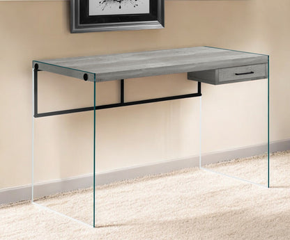 24" Gray and Clear Computer Desk