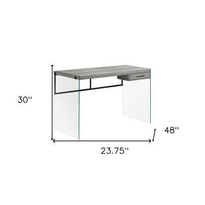 24" Gray and Clear Computer Desk