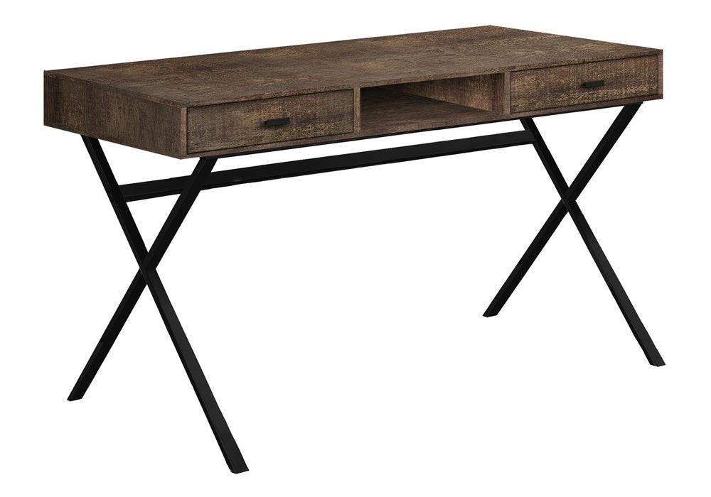 47" Brown and Black Computer Desk With Two Drawers