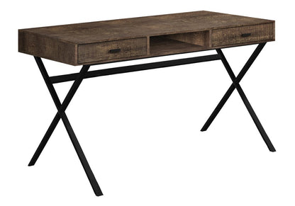 47" Brown and Black Computer Desk With Two Drawers