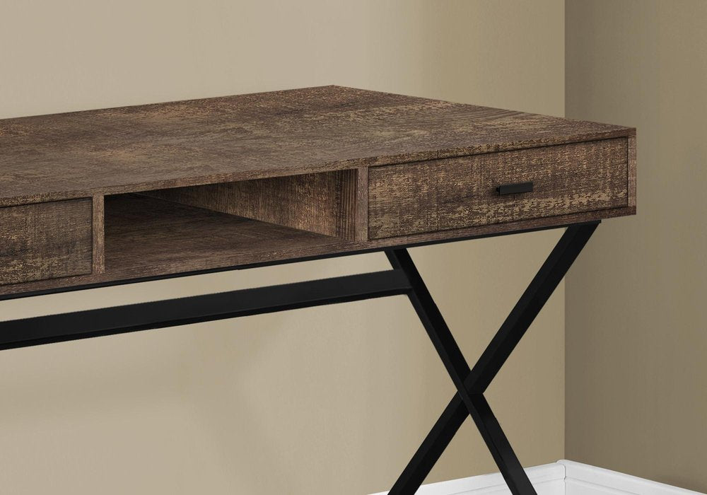 47" Brown and Black Computer Desk With Two Drawers