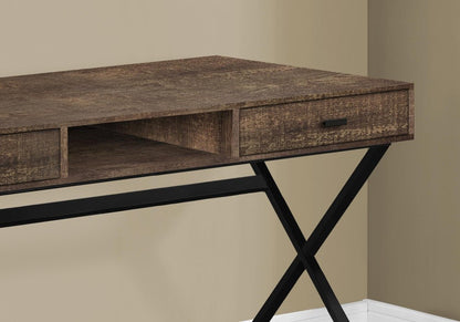 47" Brown and Black Computer Desk With Two Drawers