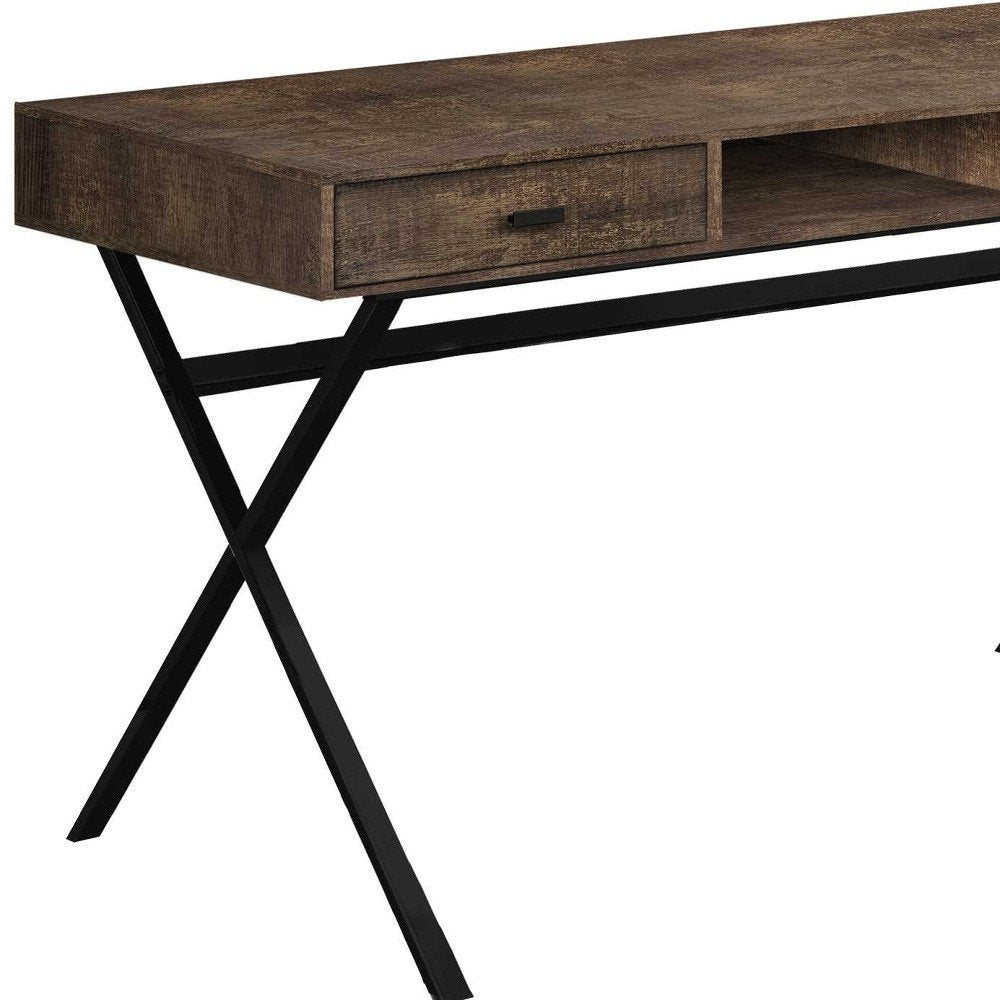 47" Brown and Black Computer Desk With Two Drawers
