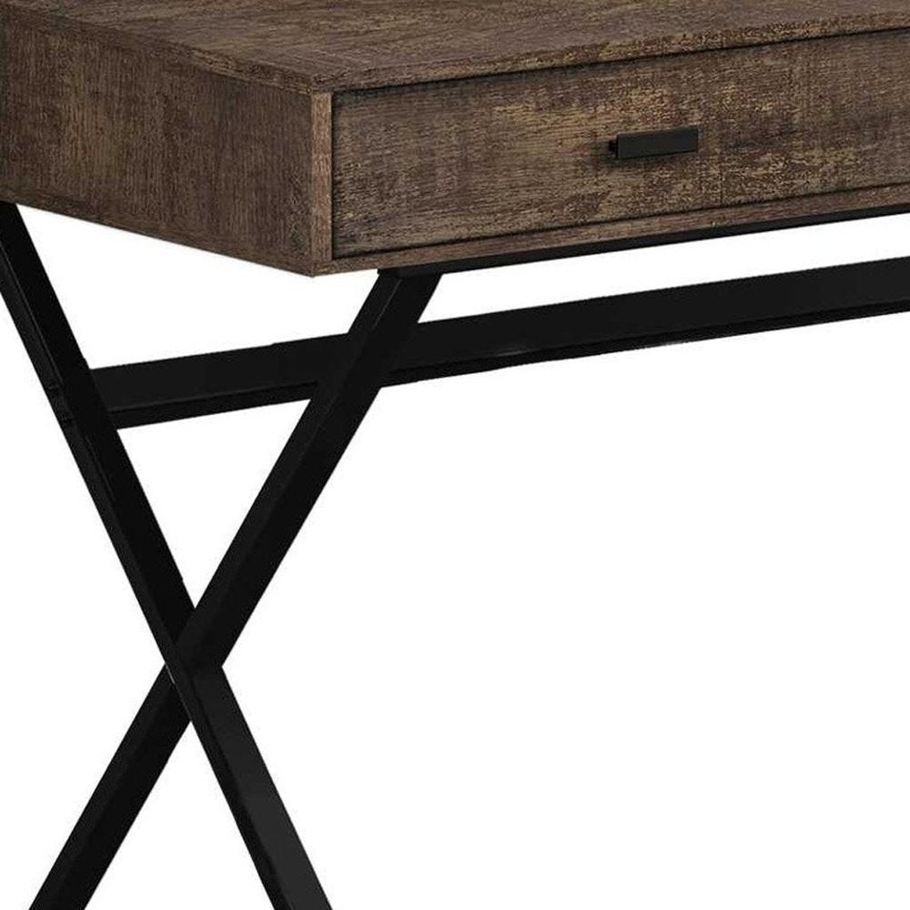 47" Brown and Black Computer Desk With Two Drawers