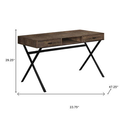 24" White and Silver Computer Desk With Two Drawers