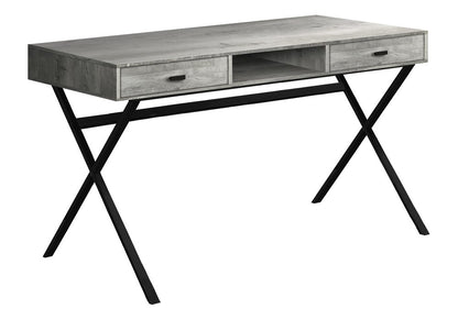 24" White and Silver Computer Desk With Two Drawers