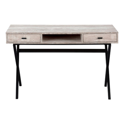 24" White and Silver Computer Desk With Two Drawers