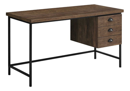 55" Gray and Black Computer Desk With Three Drawers