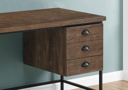 55" Gray and Black Computer Desk With Three Drawers