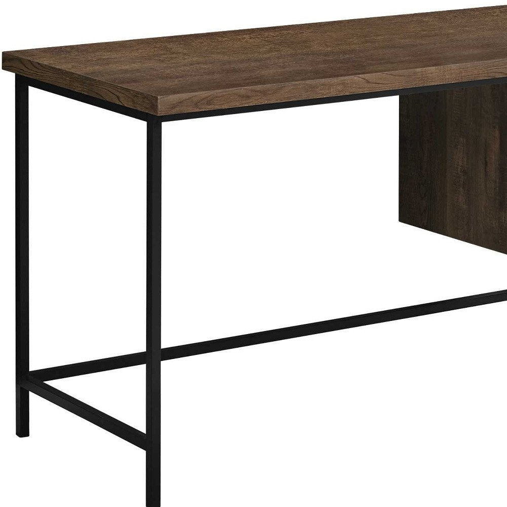 55" Gray and Black Computer Desk With Three Drawers