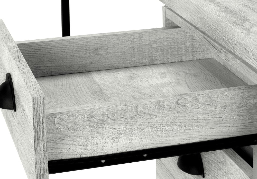 55" Gray and Black Computer Desk With Three Drawers