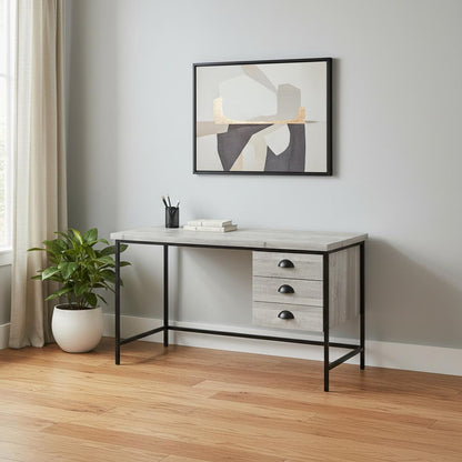 24" Brown and Black Computer Desk With Three Drawers