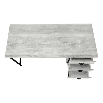 24" Gray and Black Computer Desk With Three Drawers