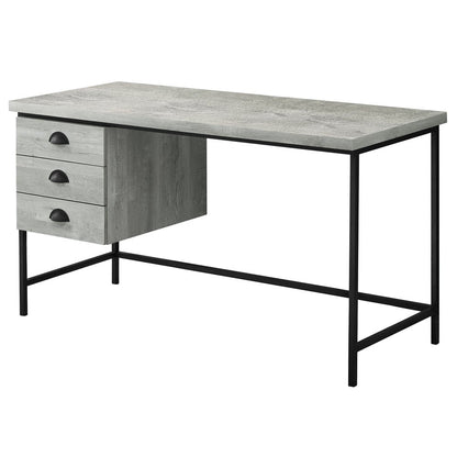 55" Gray and Black Computer Desk With Three Drawers