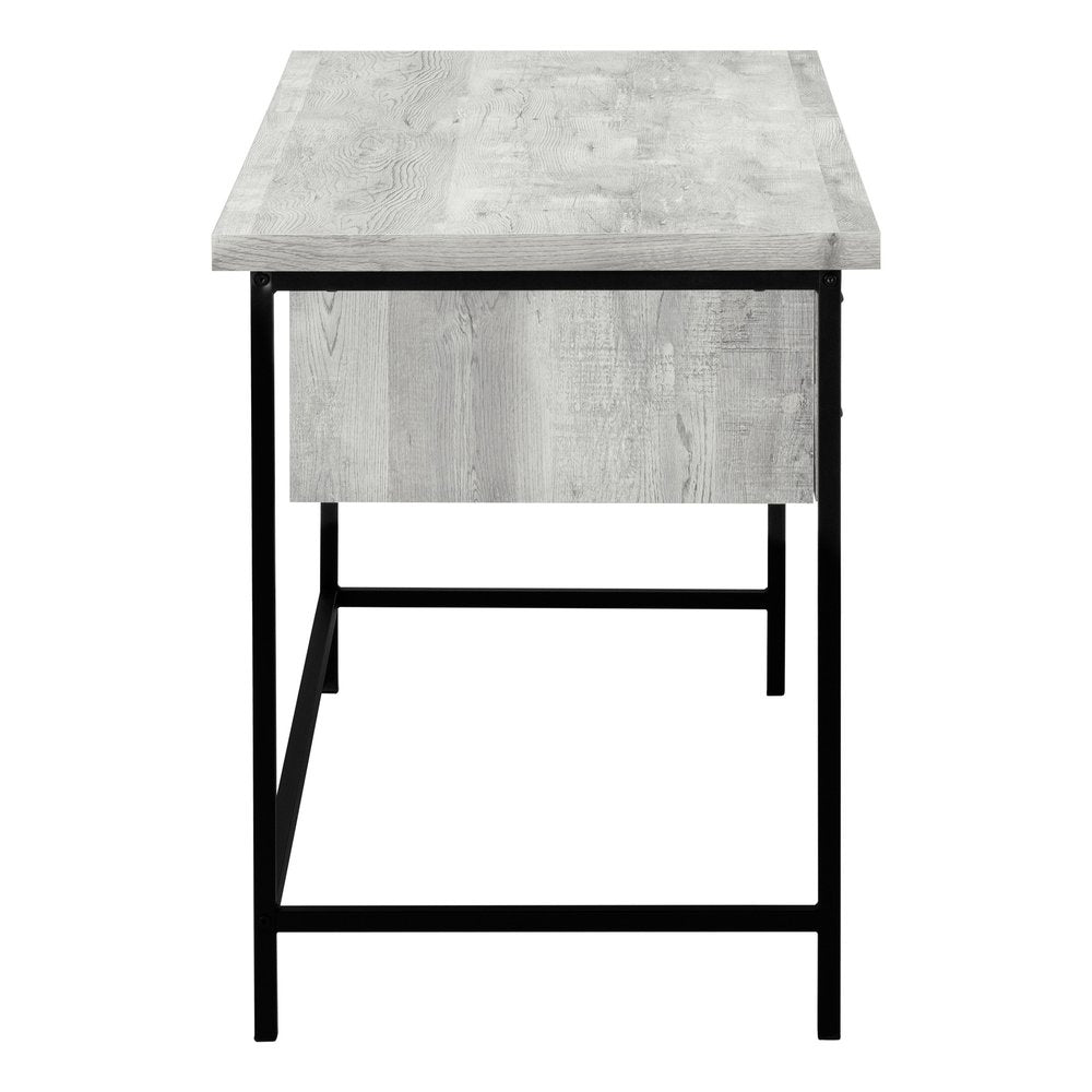 24" Gray and Black Computer Desk With Three Drawers