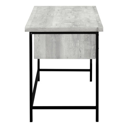 55" Gray and Black Computer Desk With Three Drawers