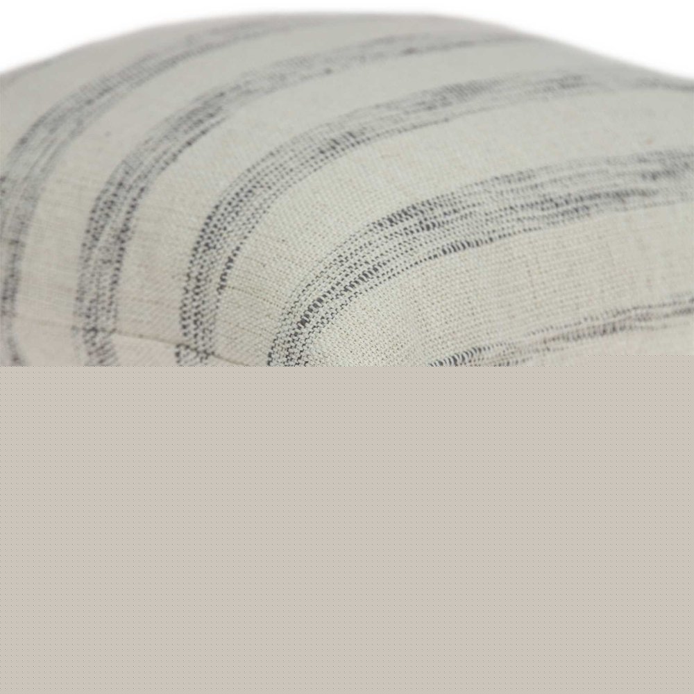 18" Beige and Gray Striped Cotton Throw Pillow With Tassels
