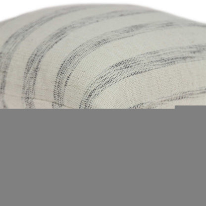 18" Beige and Gray Striped Cotton Throw Pillow With Tassels