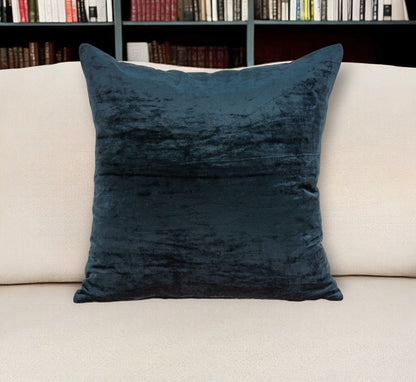 18" X 7" X 18" Transitional Dark Blue Solid Pillow Cover With Poly Insert