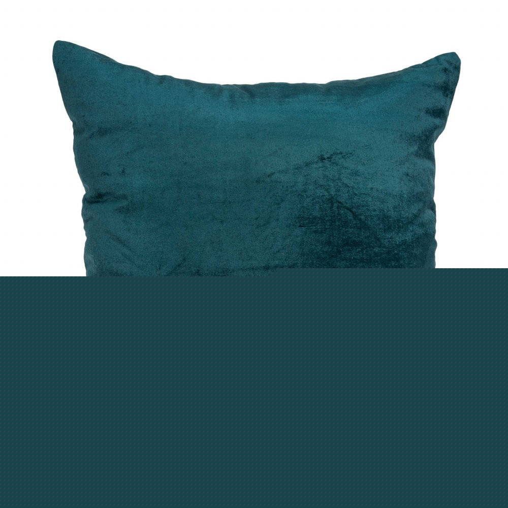 18" X 7" X 18" Transitional Teal Solid Pillow Cover With Poly Insert