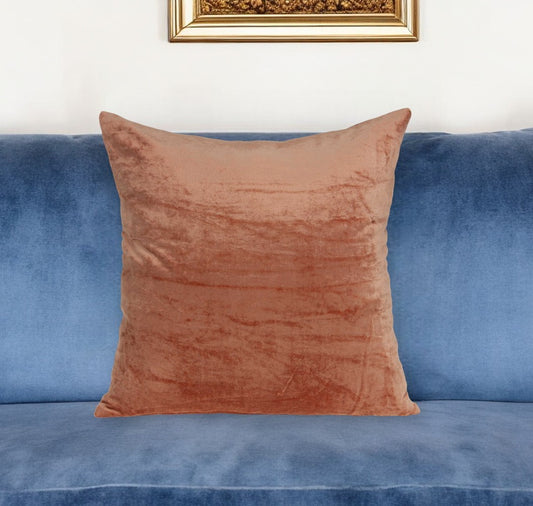 18" X 7" X 18" Transitional Orange Solid Pillow Cover With Poly Insert