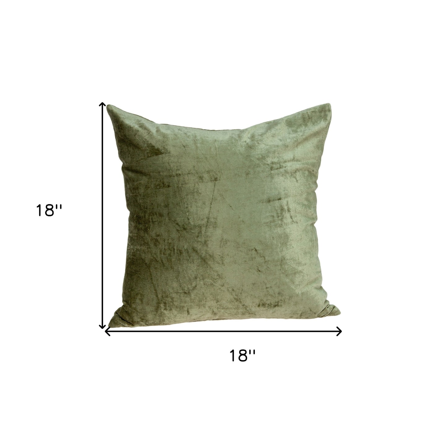 18" X 7" X 18" Transitional Olive Solid Pillow Cover With Poly Insert