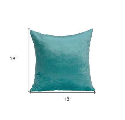 18" X 7" X 18" Transitional Aqua Solid Pillow Cover With Poly Insert