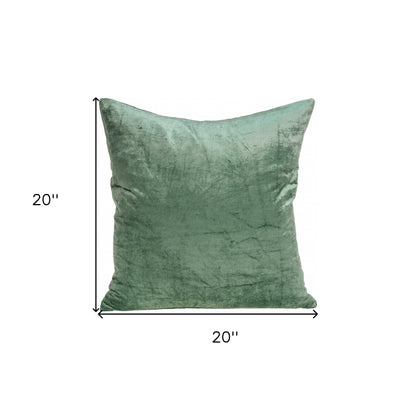 20" X 7" X 20" Transitional Green Solid Pillow Cover With Poly Insert