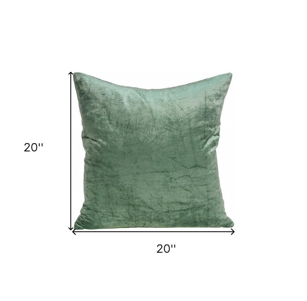 20" X 7" X 20" Transitional Green Solid Pillow Cover With Poly Insert