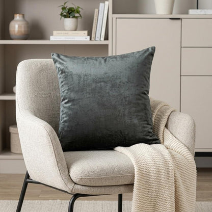 20" X 7" X 20" Transitional Charcoal Solid Pillow Cover With Poly Insert